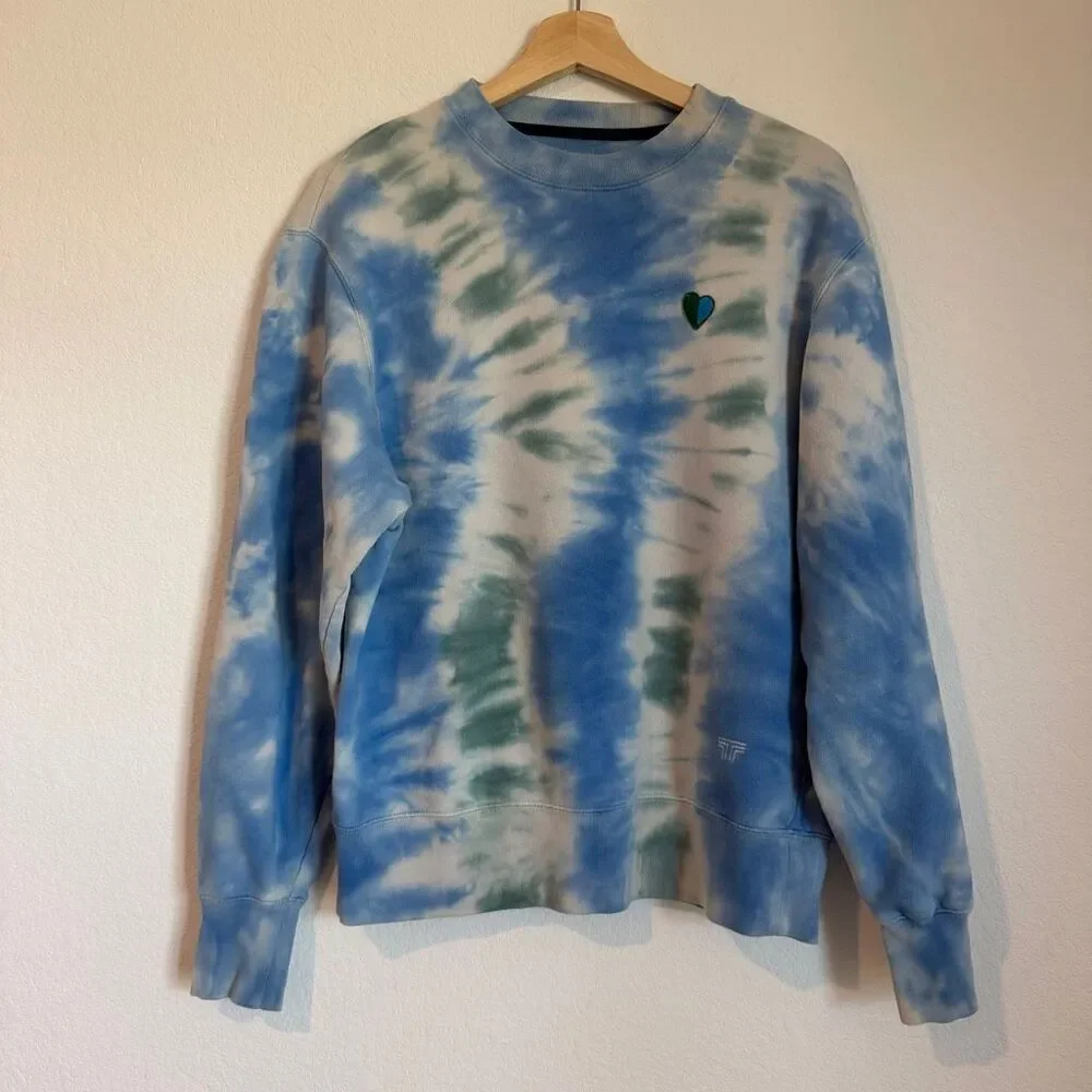 Tory Burch Sports Blue Green Tie Dye French Terry Sweatshirt Women's Size Small